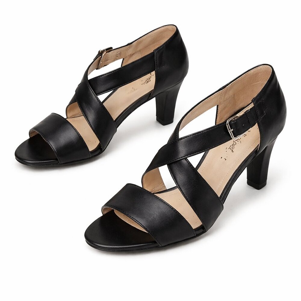 LIFESTRIDE Carlyle Black Strappy Heels Shoes Size 10W